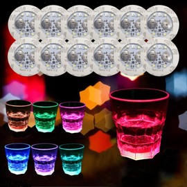 LED Coasters 12-Pack, 7 Colour Settings, Light Up Coasters for Bottles, Glasses, and Cups, Kitchen Accessories and Holiday Decor, Christmas Coasters, Gaming Nights, Entertainment with Cool Coasters