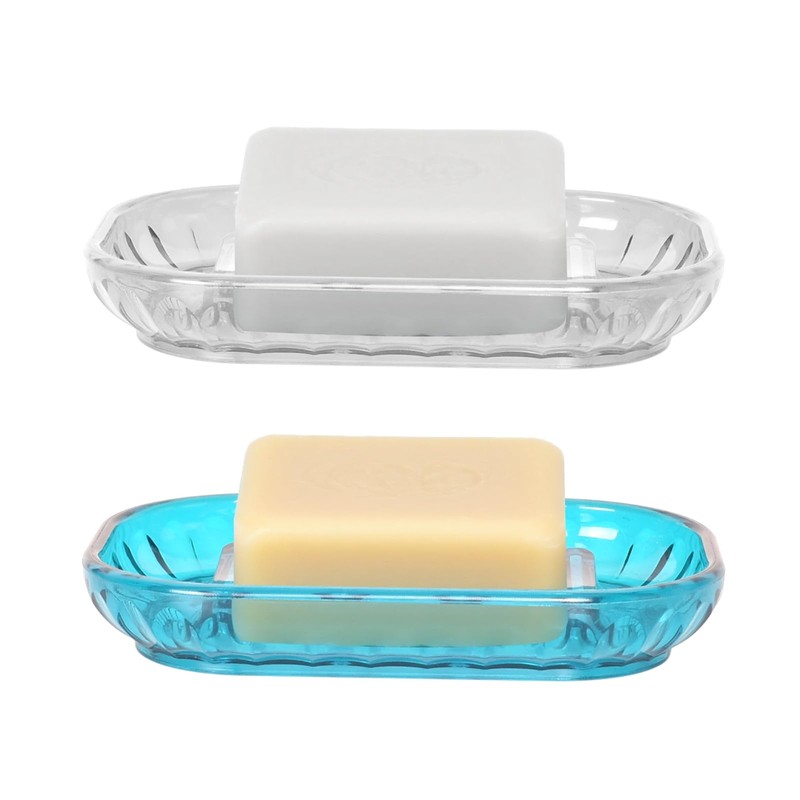 Self-Draining Soap Dish, Pack of 2 Soap Dish Sink, Plastic