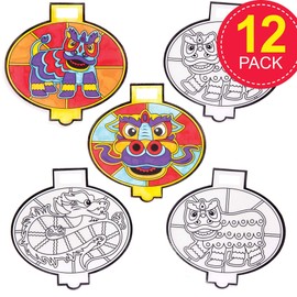 Baker Ross Chinese New Year Colour In Window Decorations, For Kids to Decorate and Display (Pack of 12) , Assorted , AR957