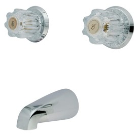 Kingston Brass KB141TO Twin Acrylic Handles Tub and Shower Faucet with Tub Only, Polished Chrome,8-Inch Center