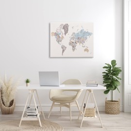 Stupell Industries World Map with Borders Contrasting Regional Tones, Designed by BlursByAI Canvas Wall Art, 30 x 40, Multi-Color