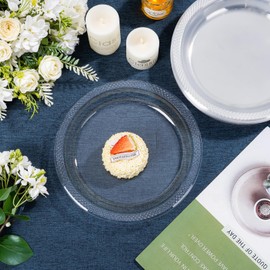 WELLIFE Clear Party Plates 10 Inch -150 Count for Party, Disposable Plastic Dinner Plates for Birthday Wedding Engagement Easter