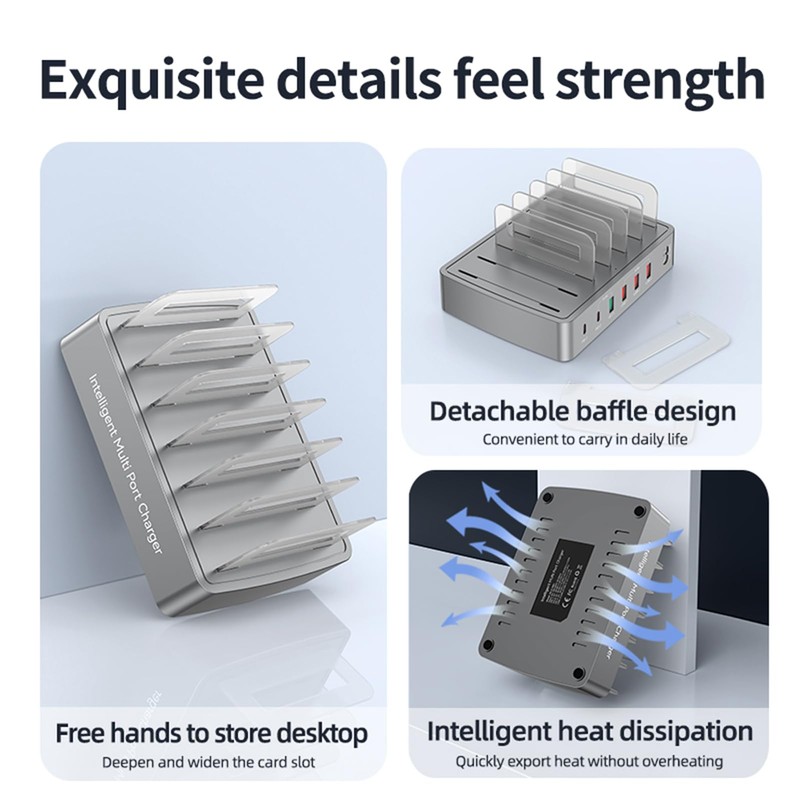 Docooler 72W Intelligent Charging Station with 6 Ports USB Charging