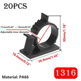 Ctyjia 20 PCS Cable Clips, Adjustable Wire Clips, Sticky Cable Tidy Clips, Nylon Wire Cable Clips Clamps, Cord Organizer for Car, Computer, TV, Electrical, 37mm