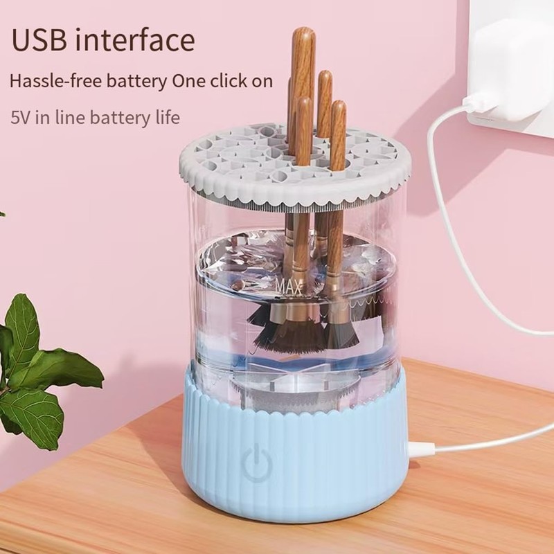Limpiador de brochas de maquillaje eléctrico, fácil y práctico compañero