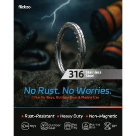 Flickzo 316 Stainless Steel Key Rings 4 Pack (2×1.18in & 2×1.37in) Rustproof Heavy Duty Split Rings for Car Keys, Dog Tags, Diving, Boating, Outdoor, Pool, Lab, DIY Crafts