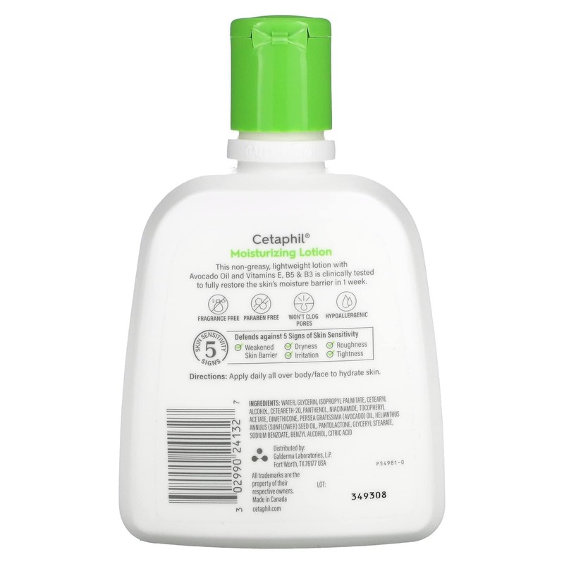 Cetaphil Moisturizing Lotion, Dry To Normal, Sensitive Skin, Avocado Oil