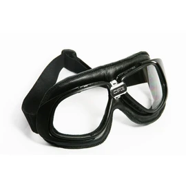 Motorradbrille schwarz klare Gläser schwarzer Rahmen ECHT LEDER