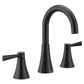 Moen Ronan Matte Black Two-Handle Widespread Modern Bathroom Faucet, Valve Included, 84023BL