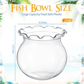 Weysat 24 Pcs 24 Oz Plastic Fish Bowl for Drinks and 50 Pcs Umbrella Drinking Straws Clear Goldfish Bowl for Summer Pool Carnival Party Supplies Table Centerpieces Decorations