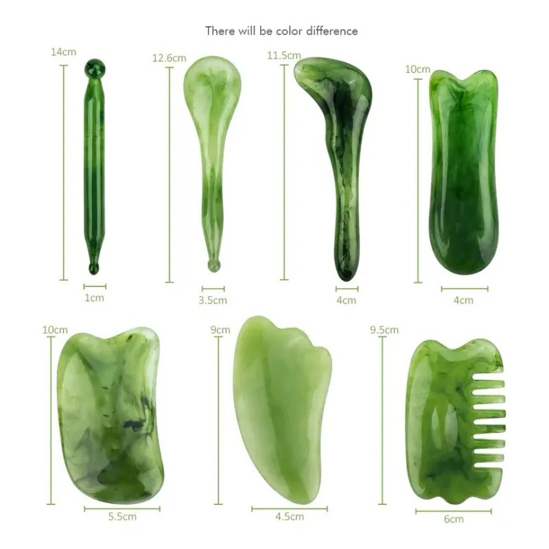 Rodillo Masaje Facial Gua Sha De Jade Antienvejecimiento Kit