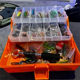 High-Capacity Tackle Box with Multiple Pieces Included - Complete Fishing Lures Kit Featuring Pliers, Crankbaits, Hooks, Weights & Accessories. All-Inclusive Freshwater Bass Fishing Gear Set