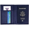 Genuine Cowhide Leather Navy Blue RFID-Blocking Passport Cover Case Holder