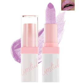 Glitter Lipstick, Long Lasting Waterproof Shiny Lip Gloss, Diamond Metallic Sparkling High Pigment Smudgeproof Non-Stick Cup Matte Lipstick for Women Full-Coverage Lip Makeup, Vegan & Cruelty-Free-01