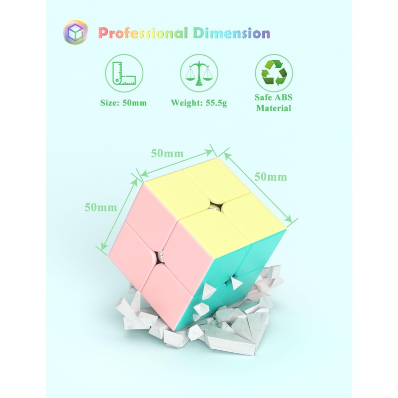 ROXENDA Speed Cube-2x2x2 Stickerless Magic Cube Macaron Vivid Color Fast