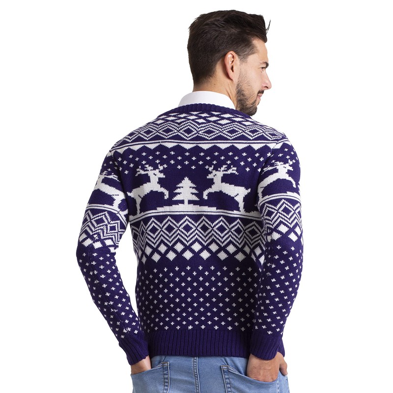 BlauerHafen Men's Christmas Jumper Long Sleeves Knit Crew Neck Christmas