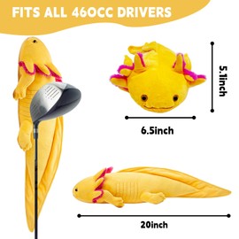 Axolotl Golf Club Head Cover, Green Axolotl Golf Driver Headcover Funny, Club Head Protector Animals Gift for Men and Women,Golfers，Blackgreen