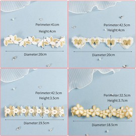 Baby Hair Band, Set of 4, Baby Flowers, Hearts, Bowknots, Hair Ornaments, Girls, Hair Accessories, Baby Headband, Lace Band, Cute, Elastic Band, Hair Clip, Newborn, Baby Shower, Shrine Visit,