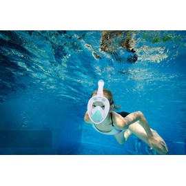 Aprllolg Full Face Snorkel Mask,Snorkeling Diving Mask for Adults with 180° Panoramic View,Sports Camera Compatible Snorkel Set Scuba Mask (Pink XS)