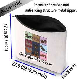 BLUPARK Wiener Dog Mom Cosmetic Bag Dachshund Mom Gift Dachshund's Version Makeup Bag Gift For Dachshund Lovers, Dachshund's Version, Retro