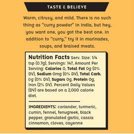 Spicewalla Madras Curry Powder 3.6 oz - Indian Seasoning - Non-GMO, No MSG, Gluten Free