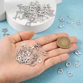 Craftdady Letter Charms, Stainless Steel, No Gemstone