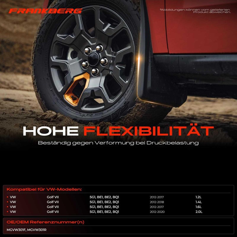Frankberg 4x Splash Guards Mud Flaps Compatible with Golf VII