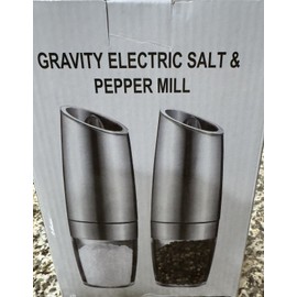 PYEPOE Gravity Electric Auto Salt & Pepper Grinder, 2 set Silver, Adjustable Coarseness