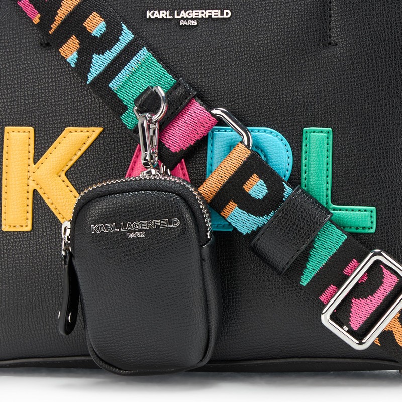 Karl Lagerfeld Paris Maybelle Tote Bag, Black/Fire Multi Legacy