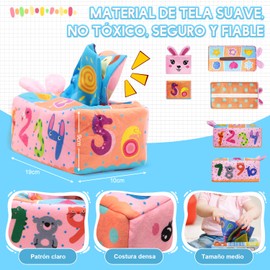 OYANIA Caja de Pañuelos Mágicos para Niño,Juguete Sensorial de Montessori,Juguetes Educativos con 7 Hojas Papel 15 * 15 cm(3 Las Cuales Emiten un Sonido al Amasarlas)