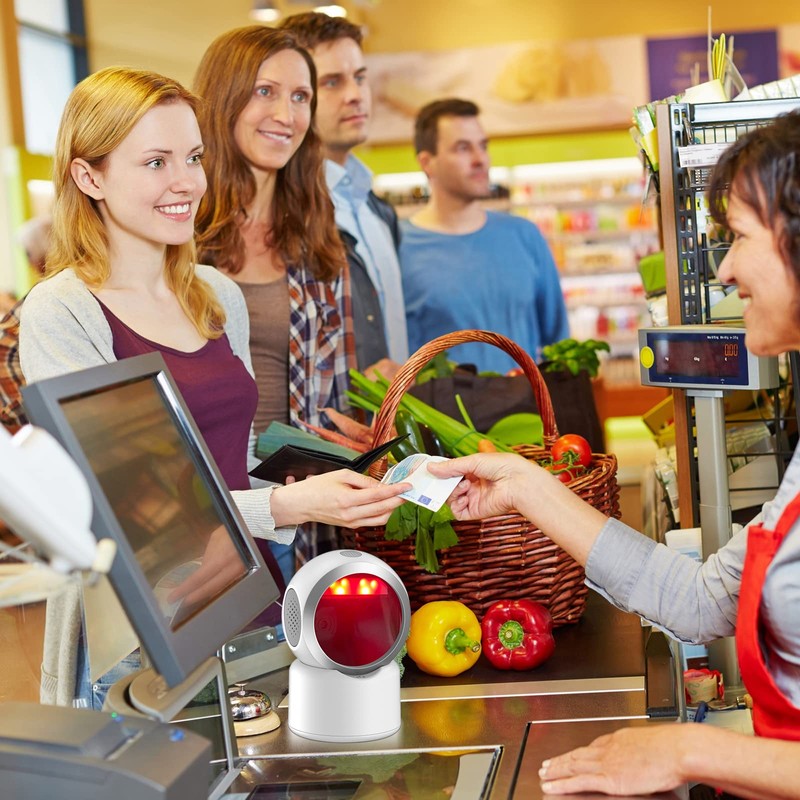 2D QR Barcode Scanner Omnidirectional Hands-Free USB Automatic Barcode Reader