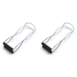 gifthub 2 Pcs Canning Jar Lifter Tongs, Multi-purpose Iron Jar Lifter with PVC Grips, Non Slip Canning Tools Bottle Picker Feeding Bottle Clip for Kitchen Restaurant(White)