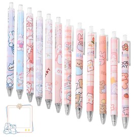Pack of 12 Cartoon Gel Pens and 1 Set Cartoon Sticky Notes, Creative Stationery, Cute Student Stationery, Squeezing Gel Pens, Office Supplies, Stationery Prices