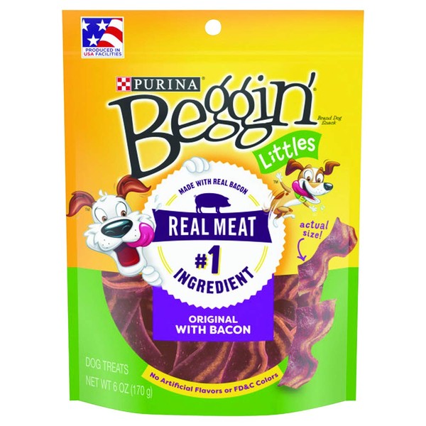 Beggin' Littles Dog Treats, Original with Bacon, 6 Oz Pouch