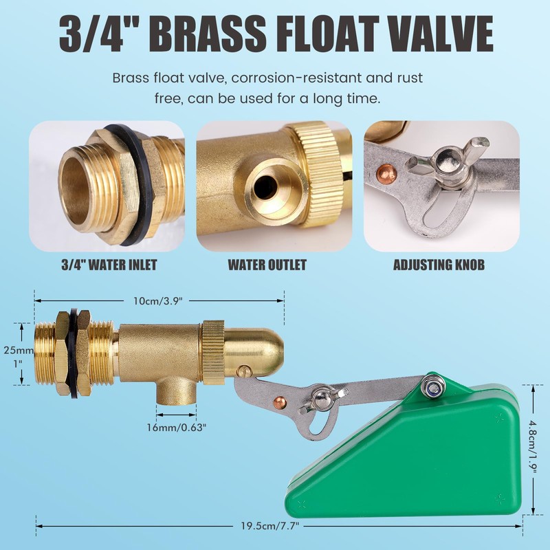 3/4 Inch Float Valve, Brass Water Float Valve for Water