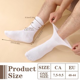 Coumy 6 Pairs Extra Wide Socks for Swollen Feet, Loose Top Socks Cotton Calf Elastic Sock for Men Women Home Pregnant Hospital, Size 7.5-9.5(White)