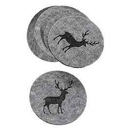 Boltze Home Collections Tjark Coasters, Grey, Diameter 10 cm, Set of 6 (Grey Deer)