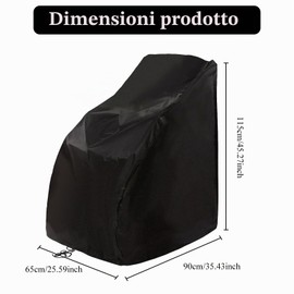 Copertura impermeabile per sedia a rotelle e custodia protettiva in tessuto Oxford 210D, misura universale, 115 x 65 x 90 cm, pieghevole e antipolvere, con protezione da pioggia e vento, per interni