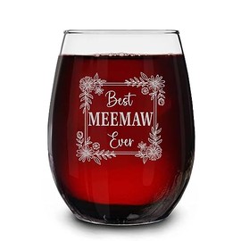 Best Meemaw Ever Engraved Stemless Wine Glass - Gifts For Meemaw - Best Meemaw Wine Glass - Funny Gifts Idea Birthday- Christmas- Holiday- Mother's Day - Pregnancy Announcement Wine Glass