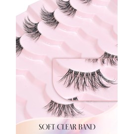 Wispy Half Lashes - Natural Corner Lashes 3/4 False Eyelashes Clear Band W08