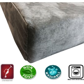 Dogbed4less Orthopedic Gel Memory Foam Pet Dog Bed, Waterproof Liner with External Microsuede Cover and Bonus Antislip Cover (Microsuede Gray, 41"X27"X4" Inches)