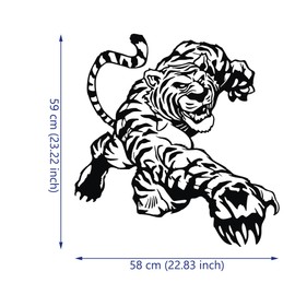 AuMoHall Tiger Car Hood Sticker Self-Adhesive Vinyl Wild Tiger Graphics Decals Universal Scratch Hidden Car Stickers 23.22" x 22.83", Black