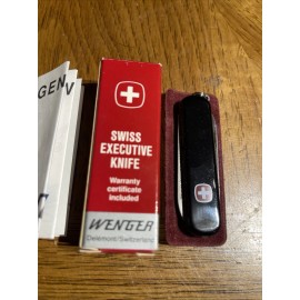 WENGER Swiss Executive Knife -  Black Knife File Tweezers New In Box With Papers