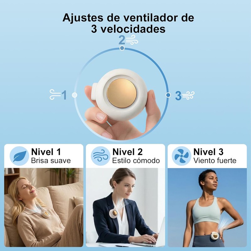 2one Ventilador con Clip para la Cintura,Mini Ventilador Compacto con