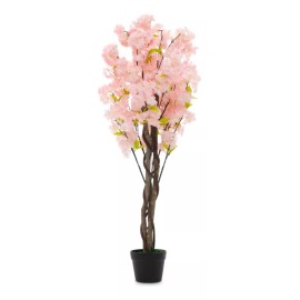 Starhaus Cerezo Planta Artificial Flores Rosas 120cm Con Maceta