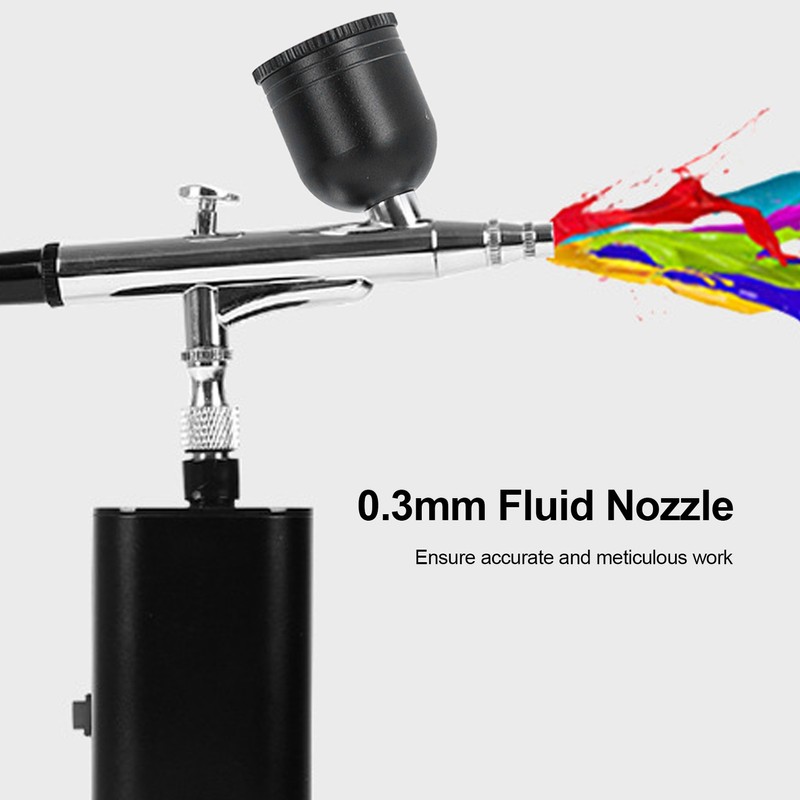 Airbrush Kit 32PSI High Pressure Adjustable Airflow 0.3mm Nozzle Rechargeable