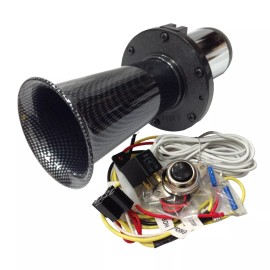 Obcon Ooga Car Air Horn Carbon Fiber Look Classic Van Truck ATV W/ Easy Install Kit