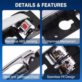 TOTMOX Car Interior Door Handle, Black Chrome Door Handle, Car Interior Door Handles Compatible with KIA RONDO (CARENS) 2007-2012, Front Left/Rear Left