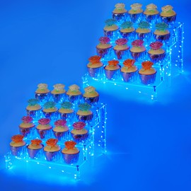 YestBuy Display Shelf Cake Stand – 4 Tier Shelf Cupcake Stand – Multifunctional and Durable Acrylic Stand – Mounting Hardware Included – Ideal for Desserts, Cosmetics, Glassware, Figurines