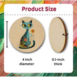 60 Pcs Unfinished Wood Circles 4 inch Round Wood Disc for Craft 0.1'' Thickness Blank Wood Slices Wooden Cutouts for DIY Craft Painting Burning Staining Christmas Decorations Home School Project